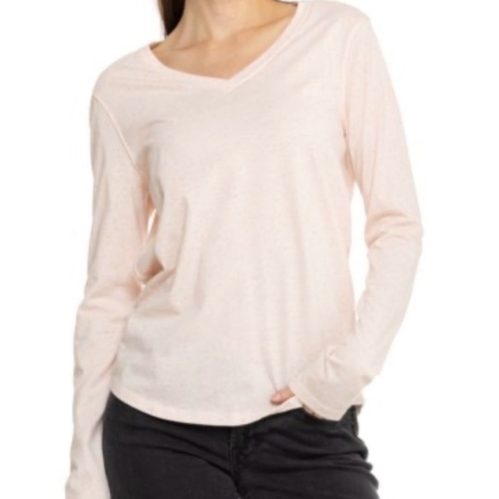 NWT Carhartt Relaxed Fit Midweight V-Neck Long Sleeve Shirt Pink Salt Size Small